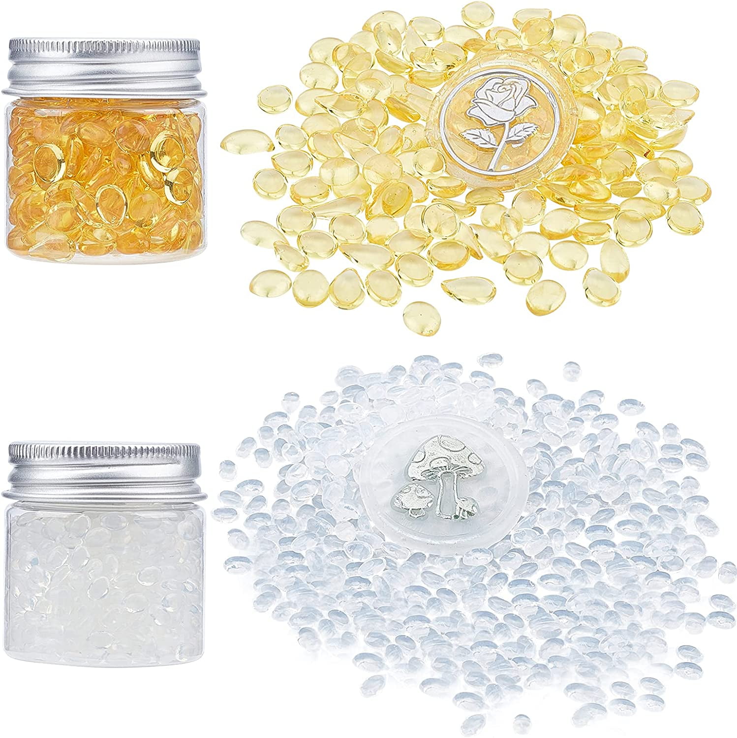 2 Boxes Transparent Sealing Wax Beads White Wax Seal Beads Yellow for Wax Seal Stamp for Halloween Wedding Invitations Letter Envelopes Packag Crafts Card(2 Colors) DIY