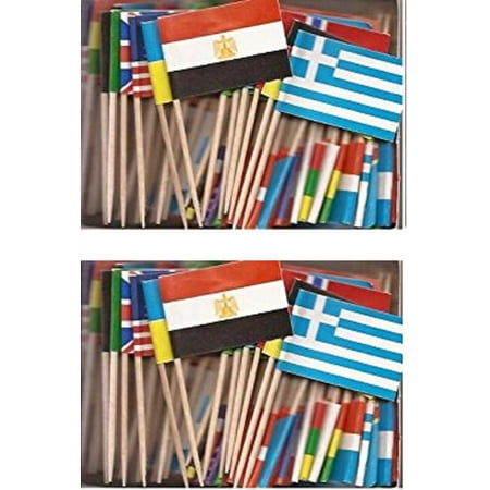 2 Boxes of Assorted World Toothpick Flags, 200 Small Assorted Country Flag Toothpicks or Cocktail Sticks & Picks