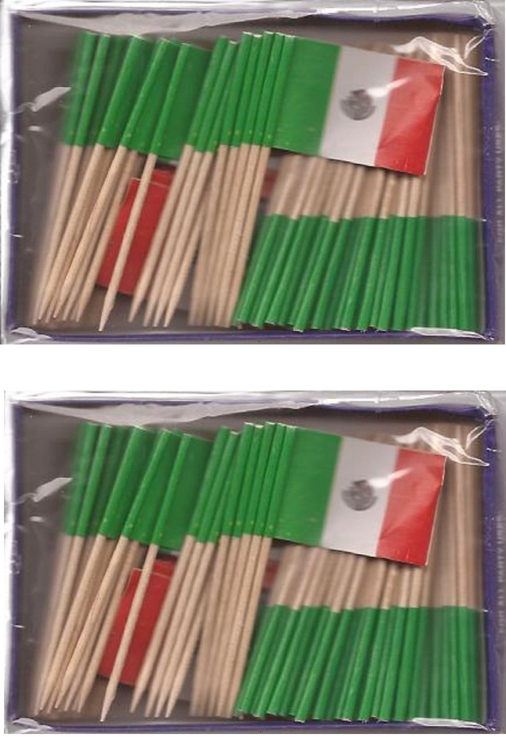 2 Boxes of Mini Mexico Toothpick Flags, 200 Small Mexican Flag