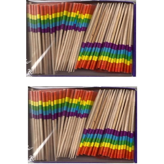 2 Boxes of Mini Rainbow Toothpick Flags, 200 Small LGBT Flag Toothpicks or Cocktail Sticks & Picks