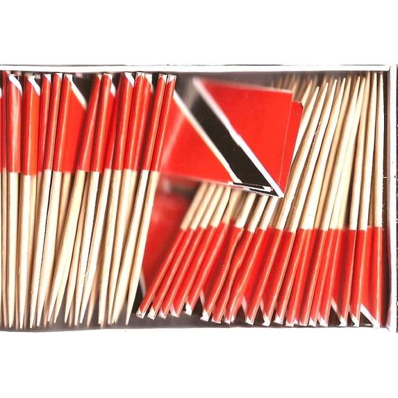 2 Boxes of Mini Trinidad Toothpick Flags, 200 Small International Flag Toothpicks or Cocktail Sticks & Picks