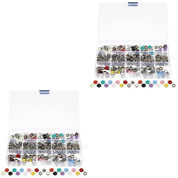 2 Boxes  of No-Sew Snap Buttons Alloy Snap Fasteners Clothes Press Studs Buttons
