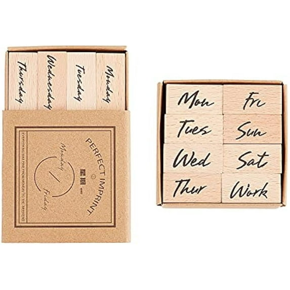 2 Boxs Wooden Rubber Stamps Decorative Wooden Rubber Stamps Rectangle Wooden Stamps