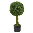thumbnail image 1 of 2' Boxwood Ball with Woven Trunk Artificial Tree UV Resistant (Indoor - Outdoor), 1 of 2