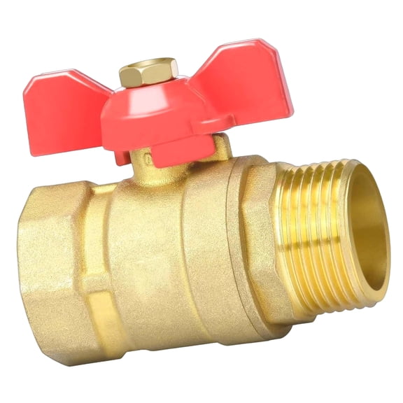 2. Brass 1" M/F Threaded Connector Butterfly Handle Shut Off for Irrigation & Hose Fitting