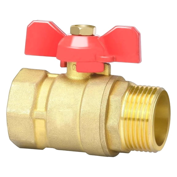2. Brass 1" M/F Threaded Connector Butterfly Handle Shut Off for Irrigation & Hose Fitting