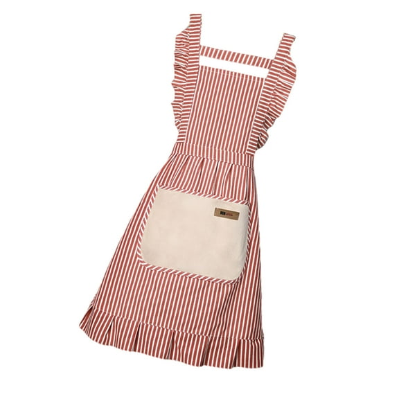 2. Breathable Cotton Linen Apron Elastic Waistband & Utility Pockets for Chefs Caterers Home Kitchen