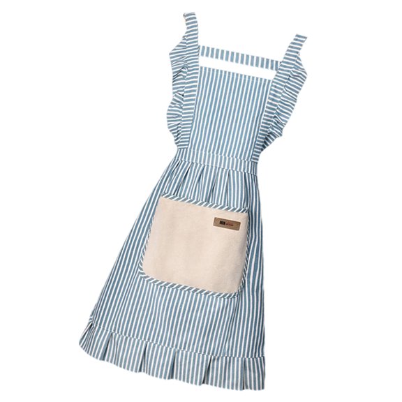 2. Breathable Cotton Linen Apron Elastic Waistband & Utility Pockets for Chefs Caterers Home Kitchen