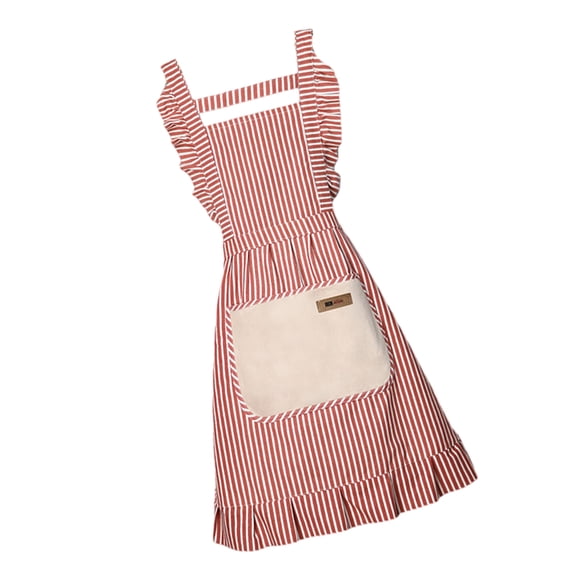 2. Breathable Cotton Linen Apron Elastic Waistband & Utility Pockets for Chefs Caterers Home Kitchen