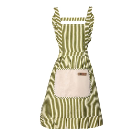 2. Breathable Cotton Linen Apron Elastic Waistband & Utility Pockets for Chefs Caterers Home Kitchen