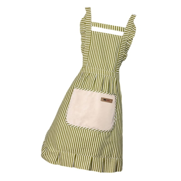 2. Breathable Cotton Linen Apron Elastic Waistband & Utility Pockets for Chefs Caterers Home Kitchen