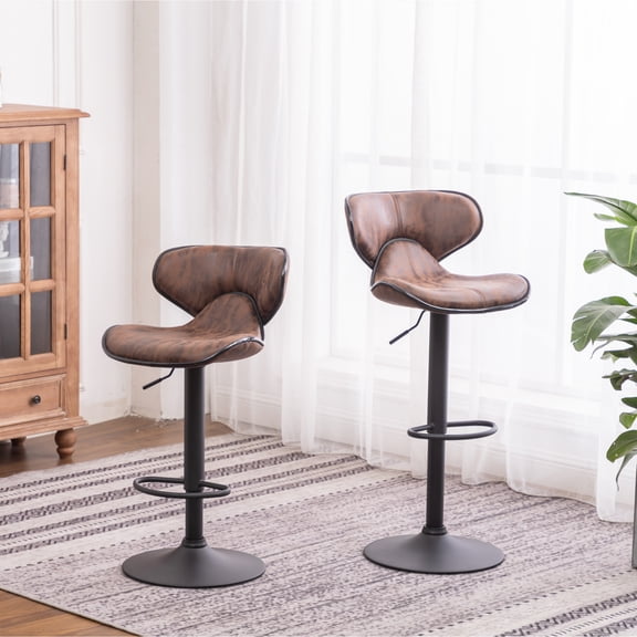 2 , Brown - Adjustable Seat Height, Base, 360 Swivel For Personalized Fit Adjustable, With Upholstery