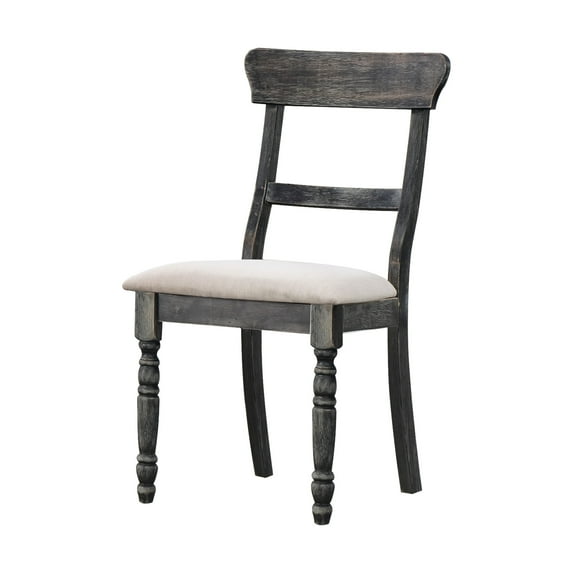 2 Brown Linen Chairs - Weathered Gray Finish, Supportive Seat, Elegant For Home And Dining Of 2 Side With Seat Rustic Style