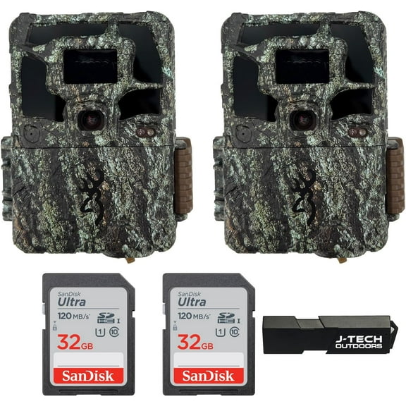 (2) Browning Dark Ops Pro X 1080 Trail Game Camera Bundle Includes 32GB Memory Cards and J-TECH Card Reader (24MP) | BTC6PX1080 