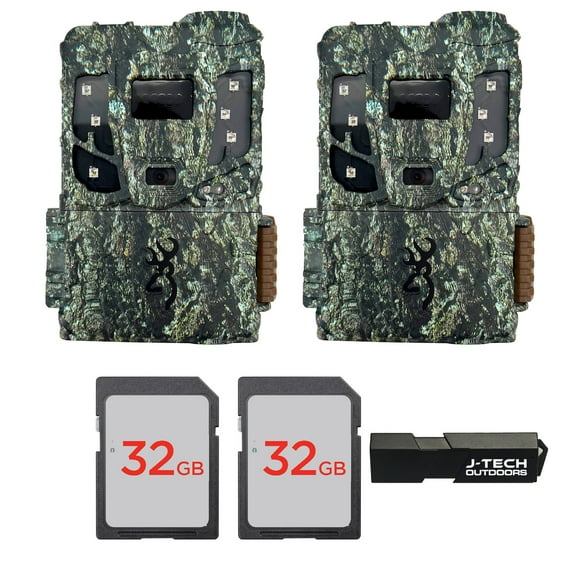 (2) Browning Defender Pro Scout MAX Extreme HD Cellular Trail Game Camera (AT&T+VERIZON) Bundle Includes 32GB Memory Cards and J-TECH Card Reader (20MP) | BTCPSMXHD