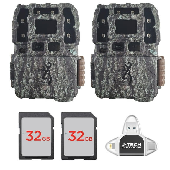 (2) Browning Strike Force Pro DCL Nano Trail Game Camera Bundle Includes 32GB Memory Card and J-TECH USB Memory Card Reader Compatible with iPhone/iPad/Android/PC (26MP) | BTC5DCLN