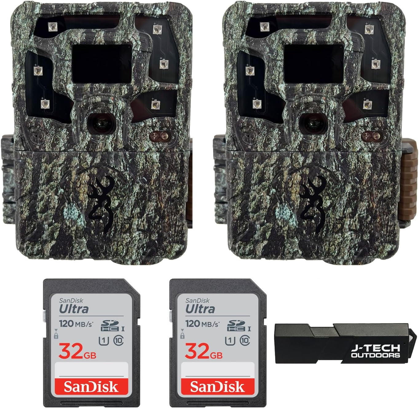 (2) Browning Strike Force Pro X 1080 Trail Game Camera Bundle Includes 32GB Memory Cards and J-TECH Card Reader (24MP) | BTC5PX1080 …