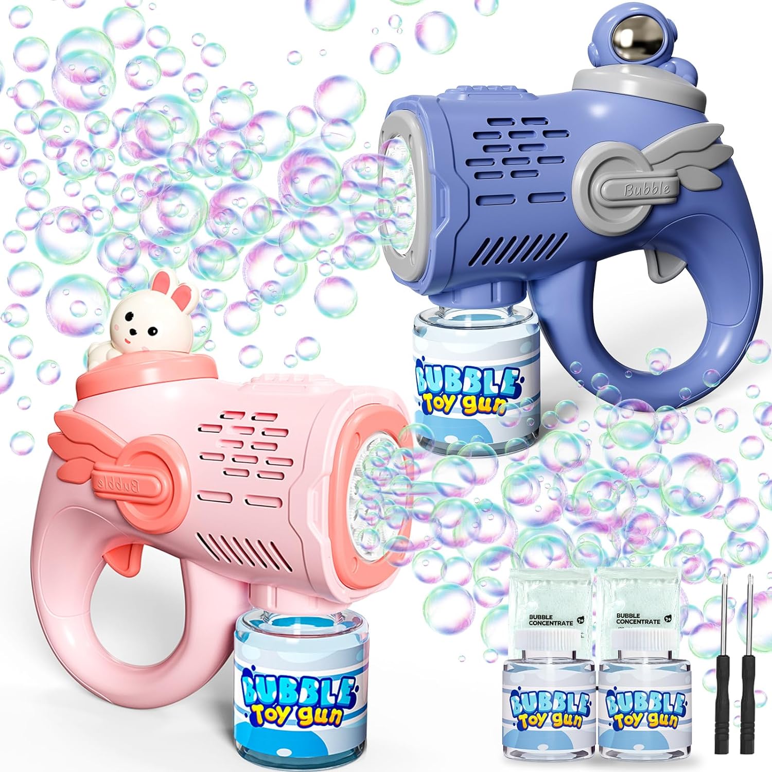 2 Bubble Gun for Kids, 360° Leak-Proof Automatic Bubble Machine for ...