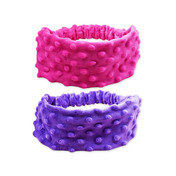 2 Bubble Winter Headbands for Girls, Soft Velour Fashion Head Bands for Kids, Cute Girl Headband Hair Accessories