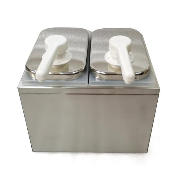 2 Bucket Sauce Dispenser Pump Squeeze Condiment Dispensing Stainless Steel