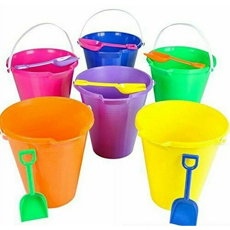 2 Buckets 9 inch Large Plastic Beach Pail and Shovel Set, Fun Children's  Beach Party, Park School Sand Toy 