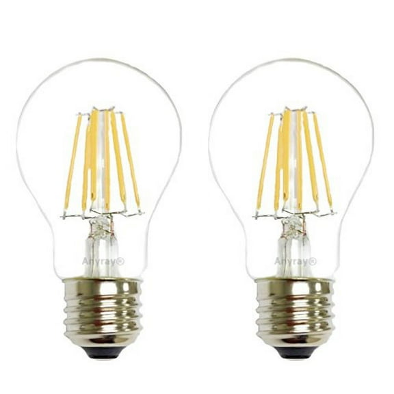 (2-Bulbs) Anyray 40 Watt Equivalent, A19, LED Light Bulb, Clear, E26, Vintage Edison Style, Warm white 40W