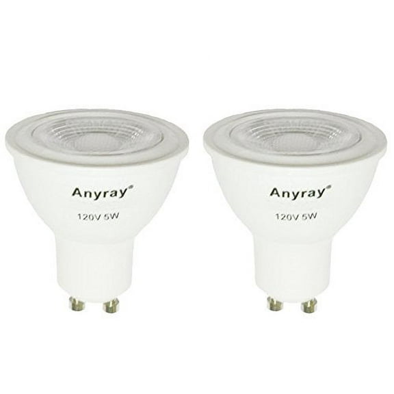 2-Bulbs Anyray GU10 LED Light Bulbs, 5 Watt, ( 50W Equivalent ), 36 Beam Angle, 120 Volt, Dimmable, Recessed Lighting, LED Spotlight Bulbs (Red)