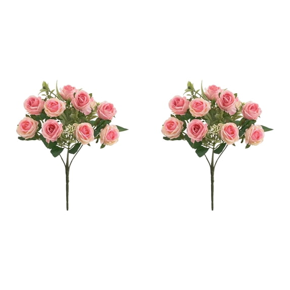 2 Bunches 10 Heads Deep Pink Small Osmanthus Roses Bouquet by Dusknt 10 Heads Artificial Roses for Wedding Decor Arrangements for Home Kitchen Dining Table Centerpieces