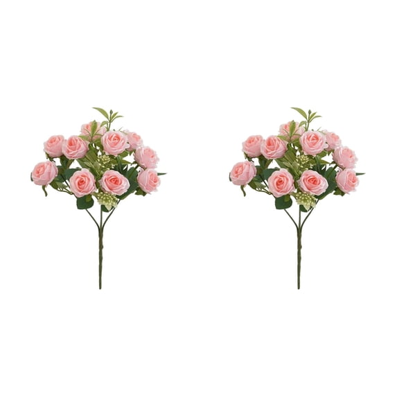 2 Bunches 10 Heads Light Pink Small Osmanthus Roses Bouquet by Dusknt 10 Heads Artificial Roses for Wedding Decor Arrangements for Home Kitchen Dining Table Centerpieces