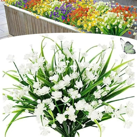 2 Bunches Artificial Flowers, Realistic Outdoor Fake Flowers UV Resistant, No Fade Garden Decor for Planter, Patio, and Indoor Home Decoration