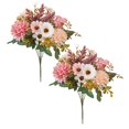 thumbnail image 1 of 2 Bunches Autumn Artificial Flowers，Artificial Rose Silk Flowers Faux Rose Daisy Flower Bouquet for Wedding Party Home Kitchen Autumn Decorations(Pink）, 1 of 8