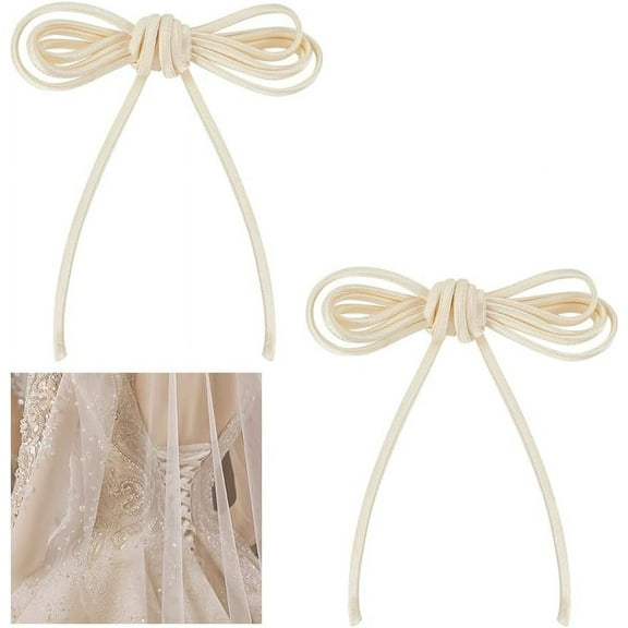 2 Bundle 78.7 Inches Women's Tie Back for Wedding Bridal Gown 0.2 Inch Cream Colour Adjustable Lace up Dress Cord Back Corset Ribbon Replacement Lacing Cord for Zipper Replacement