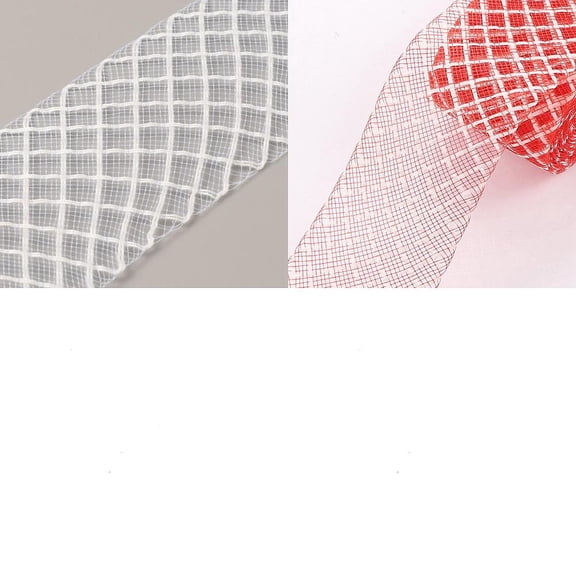 2 Bundles 2 Colors Elastic Mesh Ribbon Plastic Net Thread Cord Mixed Color 50x0.5mm 25 yards/bundle 1 bundle/color