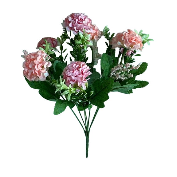 2 Bundles Artificial Chrysanthemum Ball Silk Fake Plants Flowers Faux Hydrangeas Floral Home Wedding Bouquet Indoor Table Office Decor