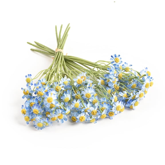 2 Bundles Artificial Daisy Flowers Bouquet Faux Silk Tiny Daisies for Home Vase Decor Blue