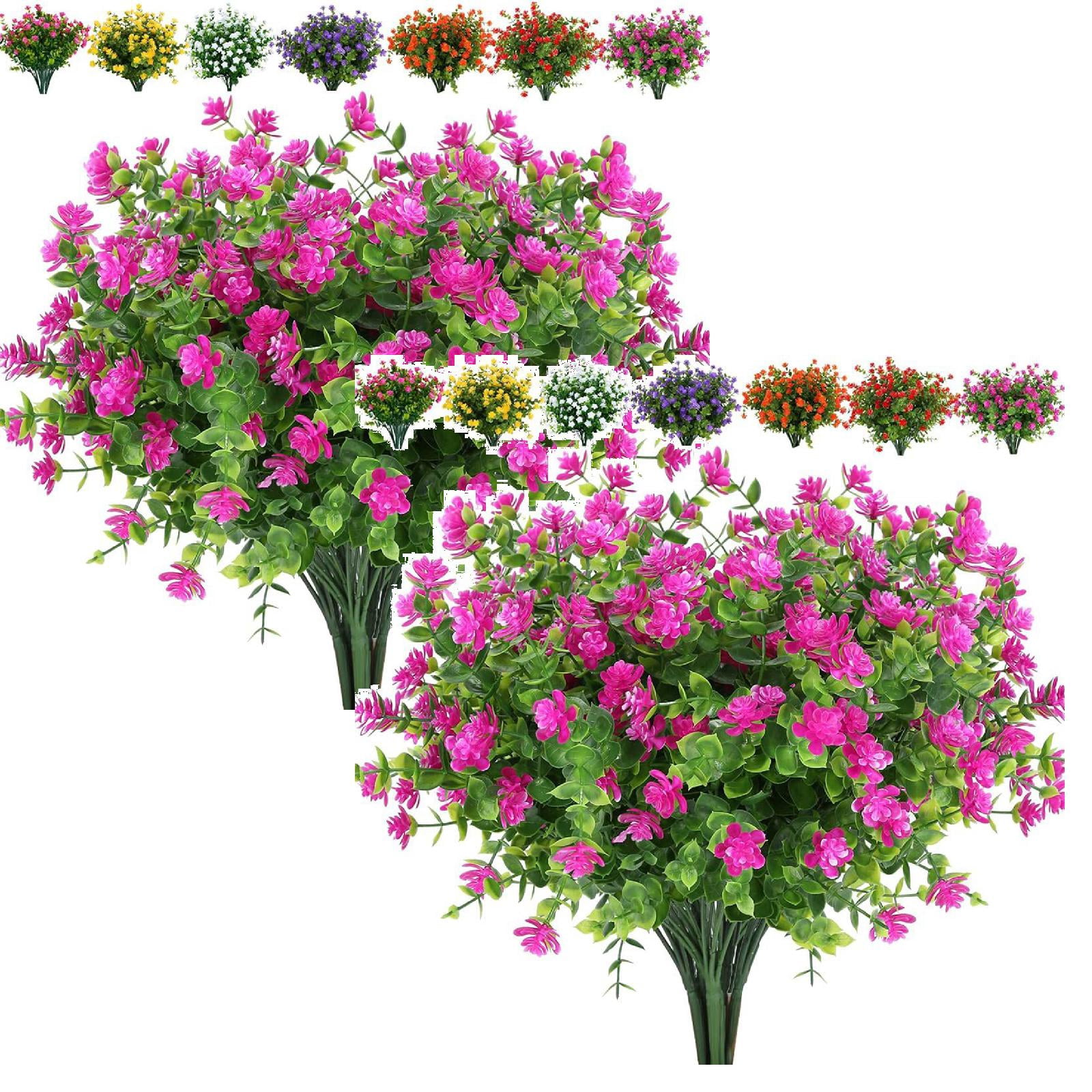 2 Bundles Artificial Flowers Outdoor, Artificial UVResistant Plastic Flower for Hanging Planter Porch Window Home Wedding Spring Summer Decor
