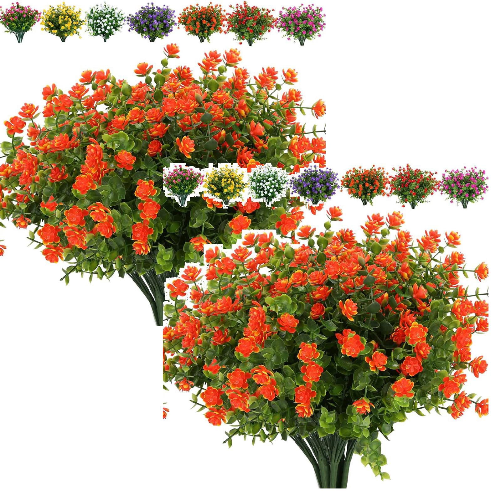 2 Bundles Artificial Flowers Outdoor, Artificial UVResistant Plastic Flower for Hanging Planter Porch Window Home Wedding Spring Summer Decor
