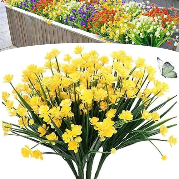 2 Bundles Artificial Flowers for Outdoors/Indoors, Faux Fake Flower Plants, Spring Plants for Indoor Outdoor Yard Home Patio Porch Decoration