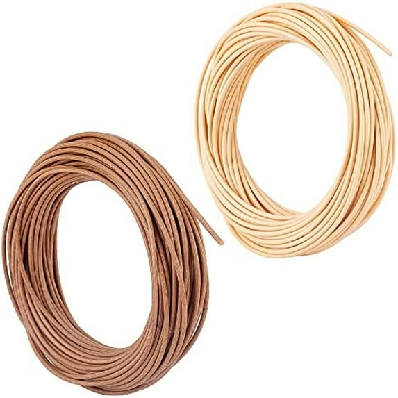 2 Bundles Basket Weaving Synthetic Rattan 150g 1/10 Inch Round Fruit Basket Weaving Repairing Material Plastic Rattan Cane Webbing for DIY Craft and Bread Basket Making