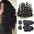 thumbnail image 1 of 2 Bundles Loose Deep Wave Human Hair, 100% Unprocessed Brazilian Virgin Remy Hair Extension With 13x4 Lace Frontal Natural Black Color for Women, 1 of 4