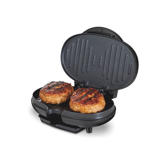 2 Burger Electric Grill, Compact Nonstick Grill for Burgers, Sandwiches, Chicken, Vegetables, and Quick Indoor Cooking