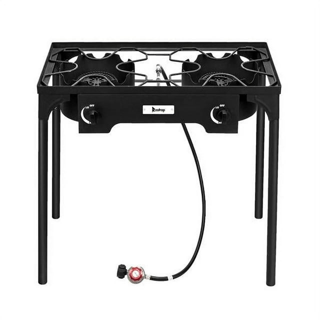 2 Burner Camp Stove, Outdoor Portable Propane Gas Grill High Pressure 2 Burner Propane Stove with Detachable Legs for BBQ Camping Fishing Parties Hunting Backyard Home Brewing Turkey Frying