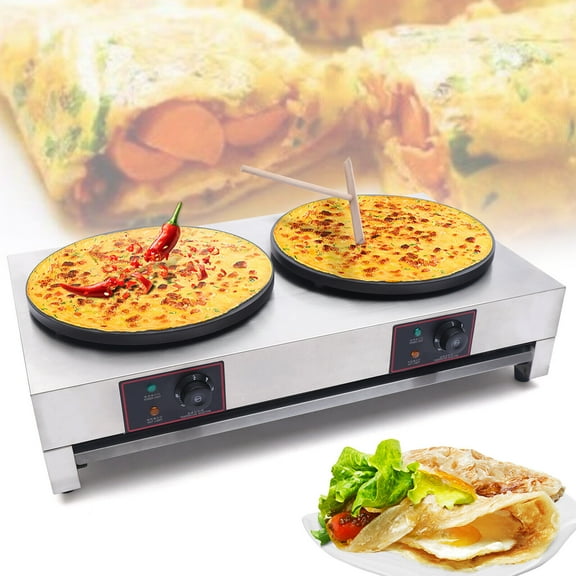 2-Burner Crepe-Making Table Stove Commercial Non-Stick Pancake Machine