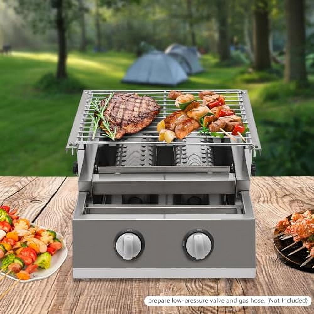 Burner Gas BBQ Grill, LPG Stainless Steel Tabletop Propane Gas