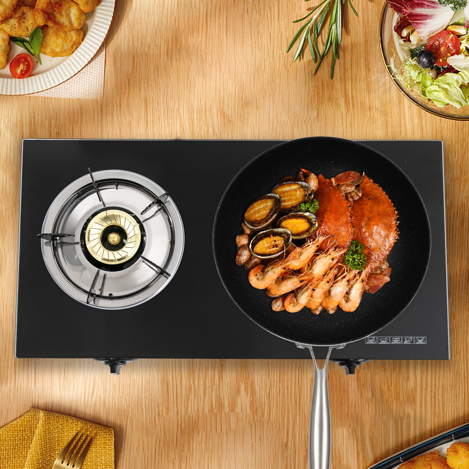PEAKORA2-Burner Gas Stove Countertop Gas Stove Portable Auto Ignition LPG Stove Durable