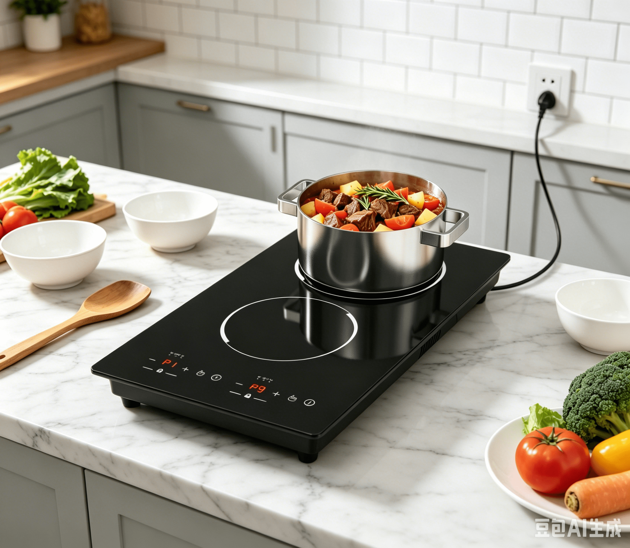 2 Burner Induction Cooktop, 2300W Double Induction Hot Plate 110V ...