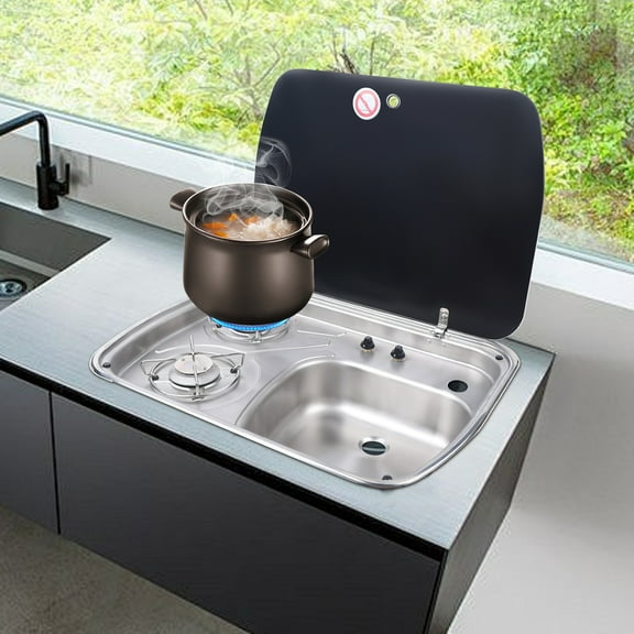 2-Burner LPG Gas Stove with Tempered Glass Lid, Stainless Steel Drip Tray, Flame Failure Device, Multi-level Fire Adjustment