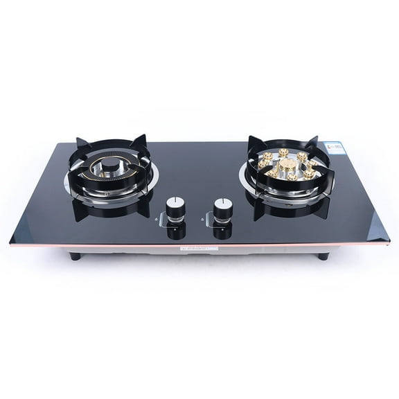 2-Burner Natural Gas Stove Cooking Stovetop Built-in Gas Cooktop Left 4.2kw Right 5.2kw