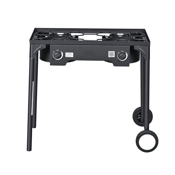 2 Burner Outdoor Propane gases Stove, 150,000 BTU Heavy  Cooker with Wheels & Regulator Hose