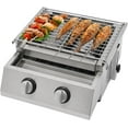 2 Burner Portable Gas Countertop Griddle Stainless Steel BBQ Grill